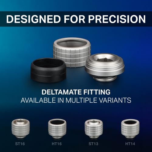 Image of Thermal Grizzly - DeltaMate - HT16 - Hard Tube Fitting - Matt Nickel - CNC-machined brass - G1 /4 inch thread, OD 16mm - for rigid plastic /metal tubing in water-cooling systems