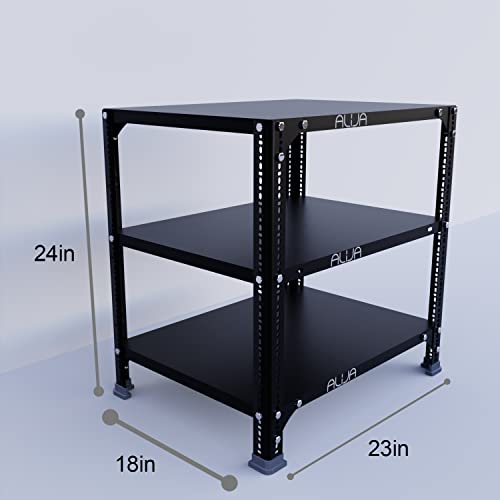 Image of ALIJA️ Slotted Angle Metal Rack (2 x 2 x 1.5 Ft. / 24 x 23 x 18 Inch) with 3 Shelves (Black, 24 Gauge Shelves, 18 Gauge Angle)