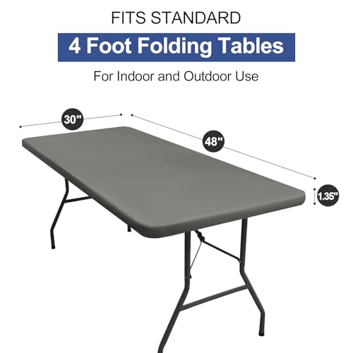 homing 2 Pack Rectangle Table Cloth, Elastic Fitted Fabric Tablecloth Fits for 4 Foot Folding Tables, Washable Table Cover for Picnic, Camping, Indoor & Outdoor (Grey, 30" x 48") by homing - Image 7