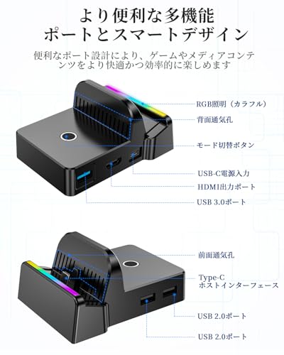 【Nintendo0 Switch 2 / Switch/Switch有機EL 対応】4K出力対応ドック｜放熱設計・スマートチップ搭載｜高速充電｜携帯便利なコンパクトスタンド ※保護ケース装着時は非対応