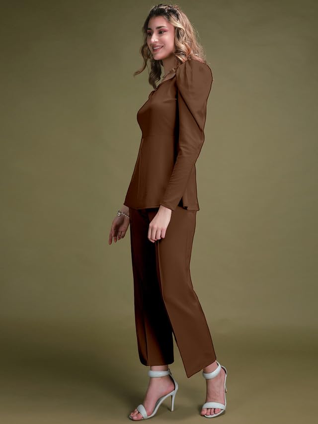 Image of Selvia Women's Lycra Solid Sweetheart Neck Casual 2 Piece Co-Ords Set