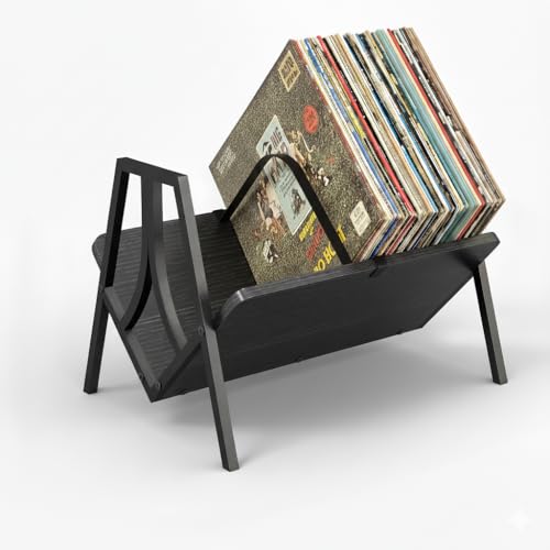 ZEXVIDA Vinyl Record Storage Rack for 50 LPs, Vinyl Record Album Holder Heavy-Duty Record Storage Shelf with Handles, Record Holder, Multi-Purpose Organizer