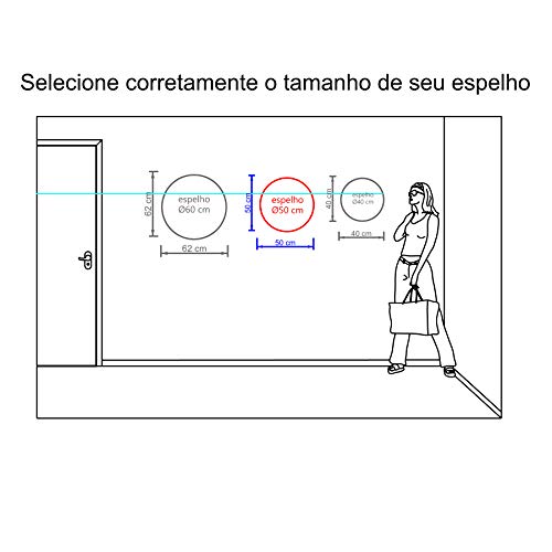 Espelho Multiuso Lapidado Fita Dupla Face 3M 50 cm Redondo