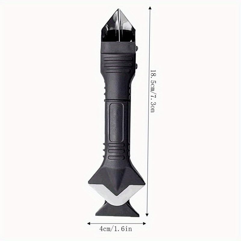 1 Set 3-in-1 Caulking Tool with Head- Ideal for Sealing, Cleaning, and Scraping Glue- Durable Plastic Handle for Easy Use, Caulking Tool| Ergonomic Handle| Durable Plastic (BLACK)