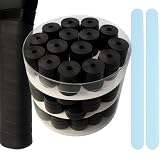 30 Overgrips Padel Negro Grip Padel y Tenis Absorbente - Empuñadura para Mejorar Agarre en Raqueta y Palas - Grips Accesorios Pádel + 2 Protector Pala de Padel Transparente - Padel Gripping Adherente