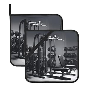 Pot Holders Set of 2 Kitchen Heat Resistant Potholders with Loop Waterproof Hot Pads Thickened Oven Pot Holder Gym Equipment Pot Holders for Cooking Baking Grilling BBQ BBQ 8 x 8 Inch