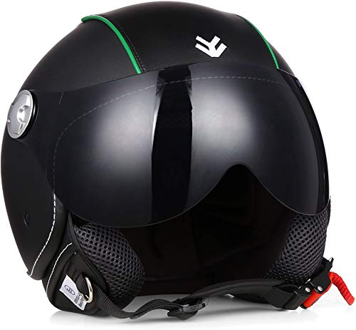 Armor · AV-84 Pure Italy · Casco Demi Jet · Urbano Motocicletta Helmet Piloto Scooter Moto · ECE certificato · Visor · Exclusive Leather-Design · Click-n-Secure Clip · XL (61-62cm)
