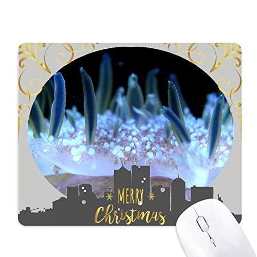 Tapis de souris bleu océan anti glisse caoutchouc pour bureau nuit de Noël