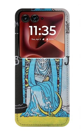 Housse Motorola Razr 50 Ultra tarot, étui clapet vintage pour le quotidien