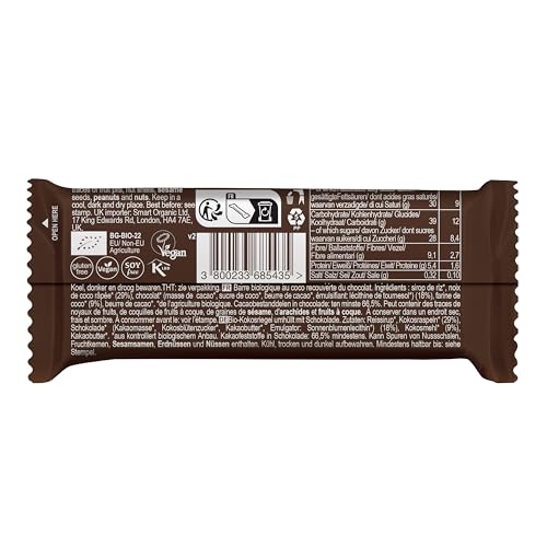 Roobar Kokos-Riegel mit Schokoladenüberzug – 100% Bio, Vegan, Fruchtriegel, milchfrei & glutenfrei, ohne raffinierten Zucker - 16 x 30g Riegel