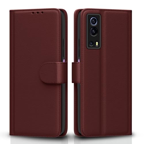 Image of Pikkme Iqoo Z3 5G Leather Magnetic Vintage Flip Wallet Case Cover for Iqoo Z3 5G (Brown)