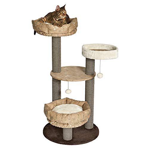 Midwest Homes for Pets 47.7-Inch Feline Nuvo Summit Fashionable Cat Tree with Removable Lounging Cat Bed, Brown & Tan (139S-TN)