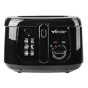Vencier 2.5L Electric Deep Fryer for Countertops with Non-Stick Coating, Internal Mesh Basket, Safety Handle, and Viewing Window – Effortless Cleaning (Black)