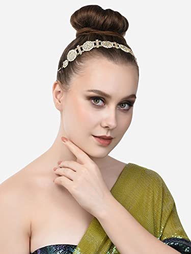 Image of Zaveri Pearls Gold Tone Kundan Bridal Head Chain For Women-ZPFK14617