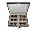 TimelyBuys 6 Glasses Large Ebony Wood Storage Display Case, Ebony Walnut, 6 Piece
