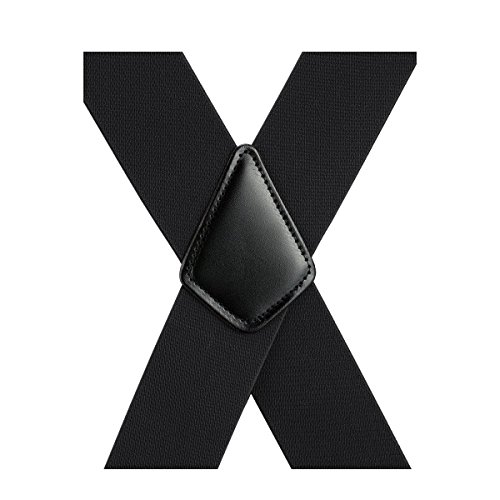 Grade Code Mens Suspenders X-Back 2'' Wide Adjustable Elastic Strong Clips Suspenders （Black） #TOP1