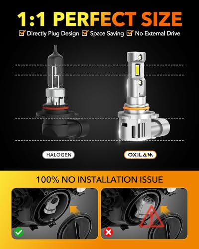 OXILAM H11 LED Bulb H8 H9, 40000LM 60W, 900% Ultra-Bright 6500K White Fog bulb, 5 Min Quick Install, 10 Years Lifespan, No Flicker, 99% Compatibility, Plug and Play, Pack of 2
