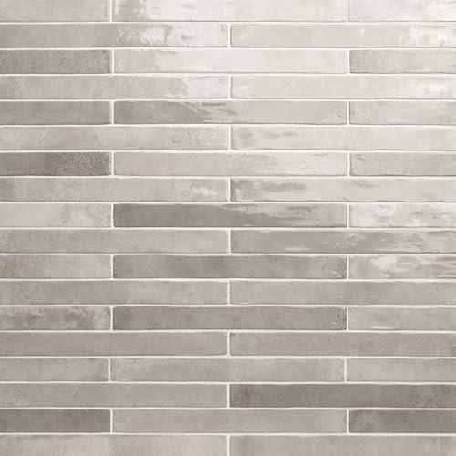 MSI Flamenco 2 in. x 18 in. Whales Gray Brick Look Glossy Porcelain Floor, Wall, Bathroom, Kitchen, Backsplash Accent Shower Tile