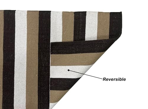 Image of 2x5 ft Cotton Runner Rug - Soft & Breathable Carpet for Indoor-Outdoor Use with Geometric Detailing