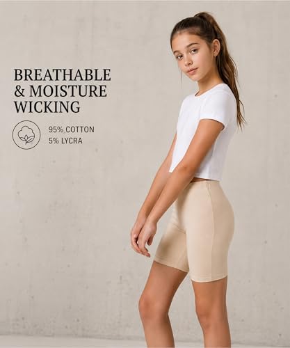 Image of KYDA KIDS Girls's Stretchable Anti Bacterial Cycling Shorts, Yoga & Workout Gym Shorts (Pack of 3)
