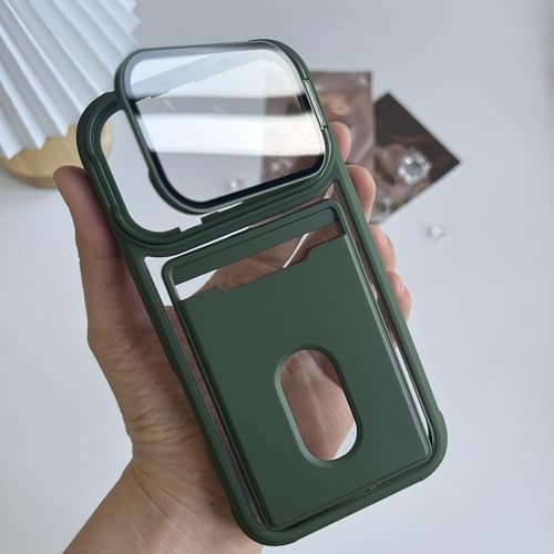 Étui portefeuille de luxe pour iPhone 17 avec rabat vert et protection caméra en verre