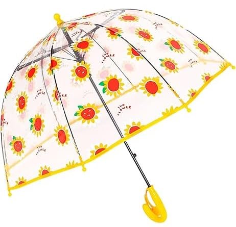 chaatewala Transparent Sunflower Umbrella for Kids, floral Chaata for Girls Romantic Transparent Clear Flowers Bubble Dome flower print umbrella Unisex Sunflower Umbrella for Children Women Men-picture-28