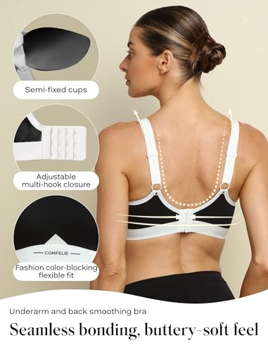 COMFELIE Seamless Wireless Bra for Busty Women No Underwire Lightly Lined Deep V T-Shirt Bralette Underarm-Smoothing