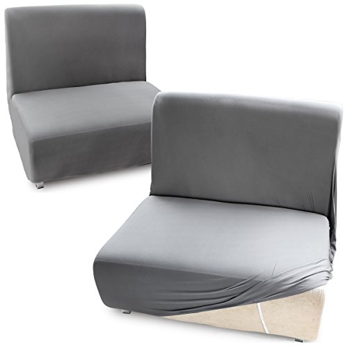Fundas para sofás Cama Clic-Clac Brazos de Madera Funda de Sof?Elástica Ajustable (1 Plaza, Gris)