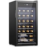 Weinkühlschrank Compressor 82 Liter 28 Flaschen Getränkekühlschrank Kleiner Weinschrank Klein mit Glastür,Vollglas-Designtür mit LED Touchpanel,Anti-UV, Wine Fridge 5-18°C