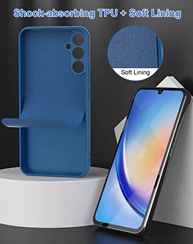 Image of DIZORO Microfiber Candy Case Compatible for Samsung A34 5G Smooth Touch Cushion Liquid Soft Silicone Gel Rubber Phone Cases Non-Slip Full Body Protective Shockproof Back Cover (Blue)