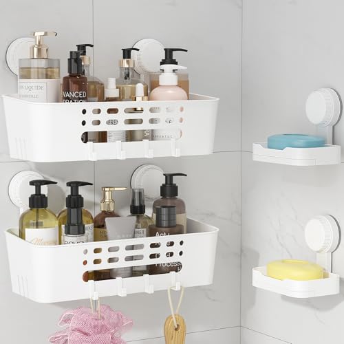 Lifewit Suction Cup Shower Caddy + Soap Dish, 31 cm/12"(L), Set of 2