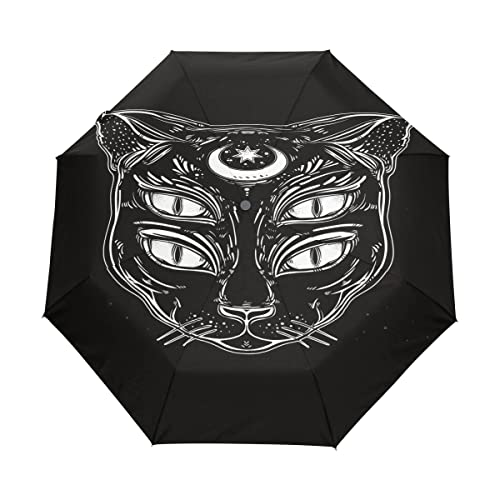 Parapluie pliable chat monstre noir à ouverture automatique pour homme et femme