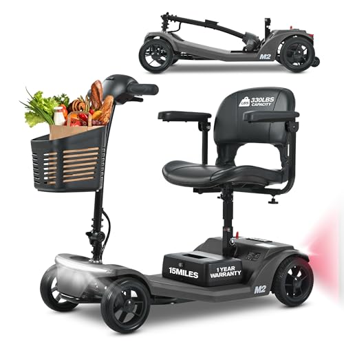 Image of Mobility Scooter for Adults and Seniors M2 Black, 15-20 Miles Long Range Electric Scooter, 260W Motor, 330 LBS Capacity, LED Headlight, Electromagnetic Brake, USB Port, Adjustable Tiller