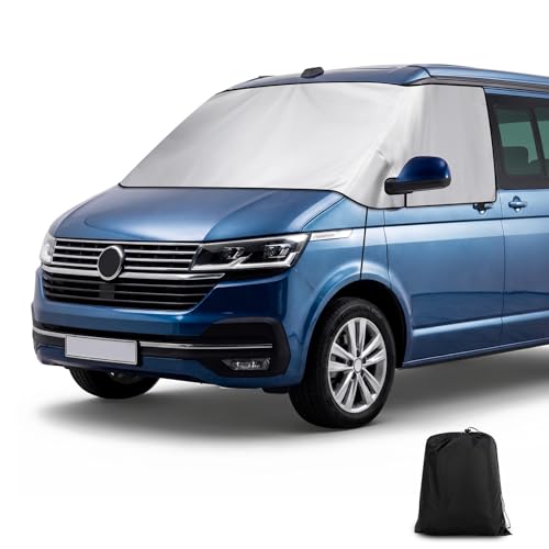 Coviek Frontscheibenabdeckung Wohnmobil für Volkswagen T5 T6 (2003-2022) 600D Scheibenabdeckung mit Weichem Futter Wasserdicht Sonnenschutz und Winddicht für den Außenbereich