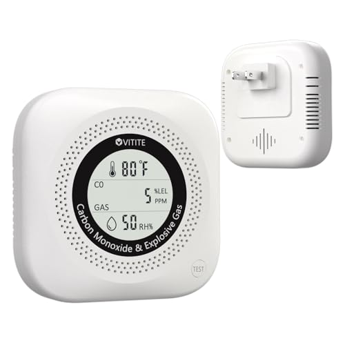 Carbon Monoxide Detectors Plug in, 4 in 1 Natural Gas, CO, Propane, Temp, Humidity & Explosive Gas Alarm for Home, Hotel, Kitchen, Camper