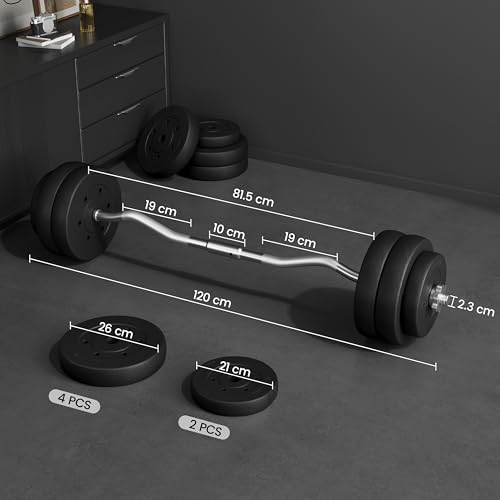 Yaheetech Barbell Weight Set 30KG Heavy Strength Training Bars Set Adjustable Dumbbell Weight Bar Home Gym Weight Lifting Training