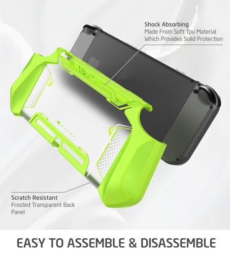 Image of Mumba Blade Series Dockable Case for Nintendo Switch (2017 Release), Green, TPU Grip Protective Cover, Compatible with Switch and Joy-Con