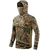 Palmyth Hunting Hoodie with Mask for Men Long Sleeve Sun Protection UV UPF 50+ Camo Fishing Shirts（Misty Thicket,XL）