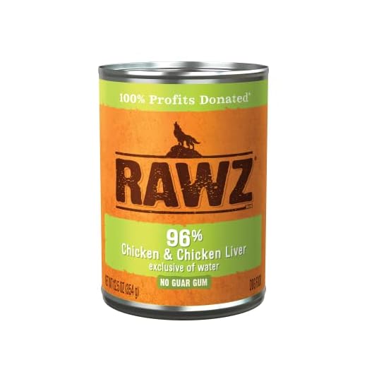 Rawz 96% Meat Canned Wet Food for Dogs 12 Pack/ 12.5 oz. Cans (Chicken/Chicken Liver)