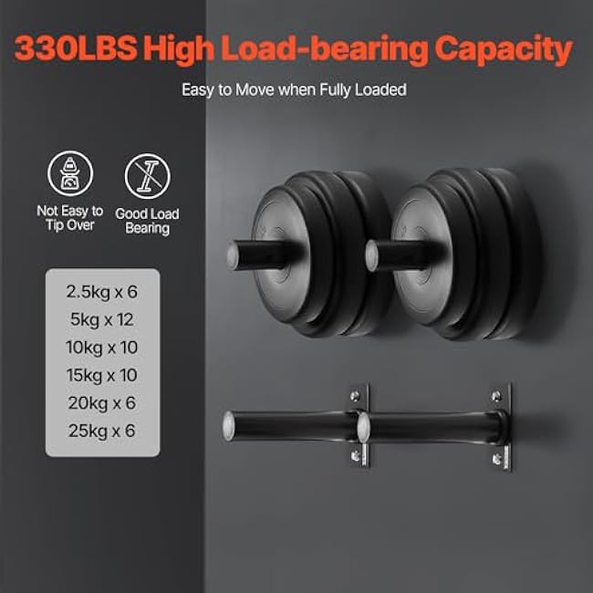 VEVOR Wall Mounted Weight Plate Holder, Weight Rack Storage for 2-Inch Weight Plates, 330 lbs Load Capacity Weight Storage Rack, Heavy Duty Iron Home Gym Organizer, 4 Pack, Mounting Hardware Included