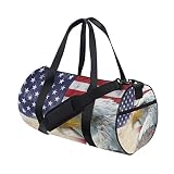 Eagle With American Flag Duffel Bag,Canvas Travel Bag for Gym Sports and Overnight