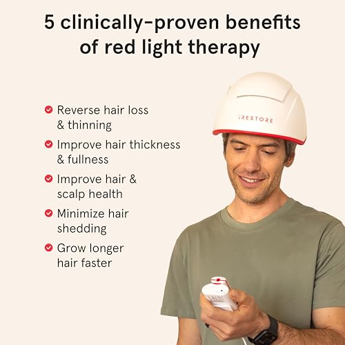 iRestore Professional + Rechargeable Battery Pack - Laser Red Light Therapy for Hair Growth - FDA Cleared Hair Loss, Thinning Treatment for Men & Women - Hair Regrowth Cap - 282 Lasers & LEDs