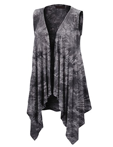 Image of Made By Johnny Women's Lightweight Sleeveless Cardigan - Draped Open Front Vest with Asymmetrical Hem