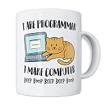 Lustige Katzen Tasse - I Are Programmer Beep - Programmierer Informatiker Computer Katze Kaffeetasse - IT-Techniker