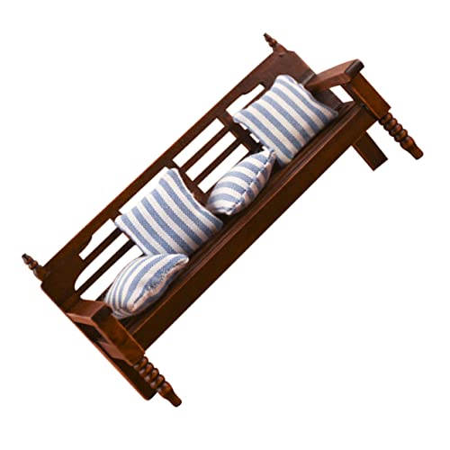 UPKOCH 2sätze Miniatur Bank Deko Mit Kissen Holzbank Modell Für Puppenhaus Zierliche Gartenbank Als Miniaturszene Für Kreative DIY-projekte Und Miniatur-landschaften