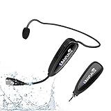 フィットネスワイヤレスマイク KIMAFUN2.4G無線防水ヘッドセットマイク 30m伝送範囲 自動ペア 耳掛式 送信機と3.5mmステレオプラグ受信機付き スピーカー、PC、スマートフォン用 フィットネス/スピニング/ヨガコーチに最適（G100）