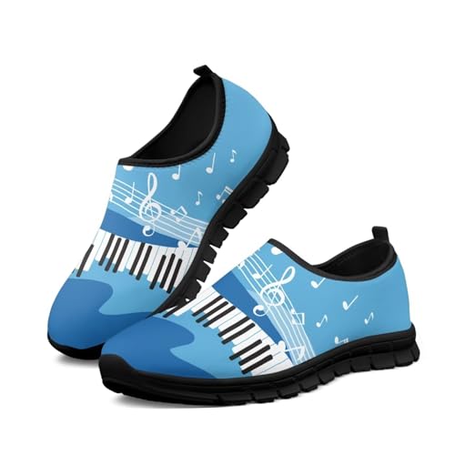 Howilath Music Note Piano Slip on Loafers for Women Running Sneakers Hands Free Shoes with Anti-Slip Sole