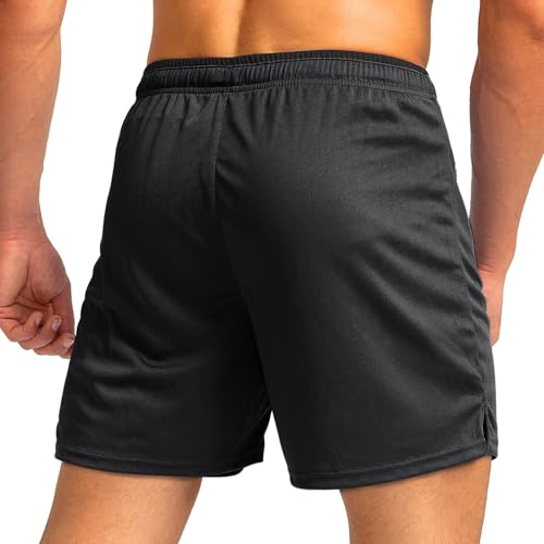 WENKOMG1 Mens Quick Dry Jogging Shorts Elastic Waist Drawstring Breathable Workout Shorts SweatShorts with Zip Pockets3