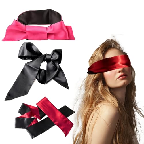 Mascherina per occhi in raso di seta, regolabile, in morbido raso...