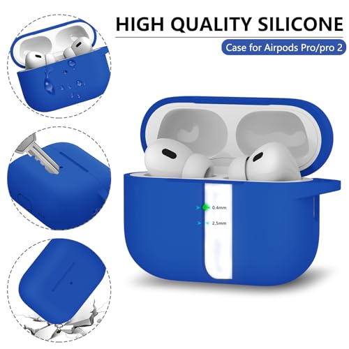 Image of Ljusmicker for AirPods Pro Case Cover with Cleaner Kit,Blue | Silicone Protective Cover for Apple AirPods Pro 2nd /1st Generation Case with Keychain for Women Men,Shockproof